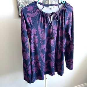 41 Hawthorn Paisley Blouse Extra Small XS Purple on Blue (Stitch Fix)